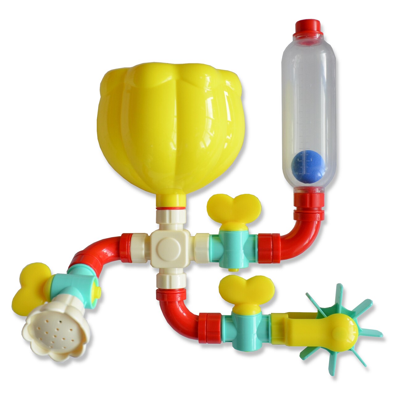 Buddy & Barney: Bath Time Waterfall - 16pc Water Works Pipes, Valves & Water Wheel, Construction & Building, Tub & Water Toy, Toddlers Kids Age 18mo+